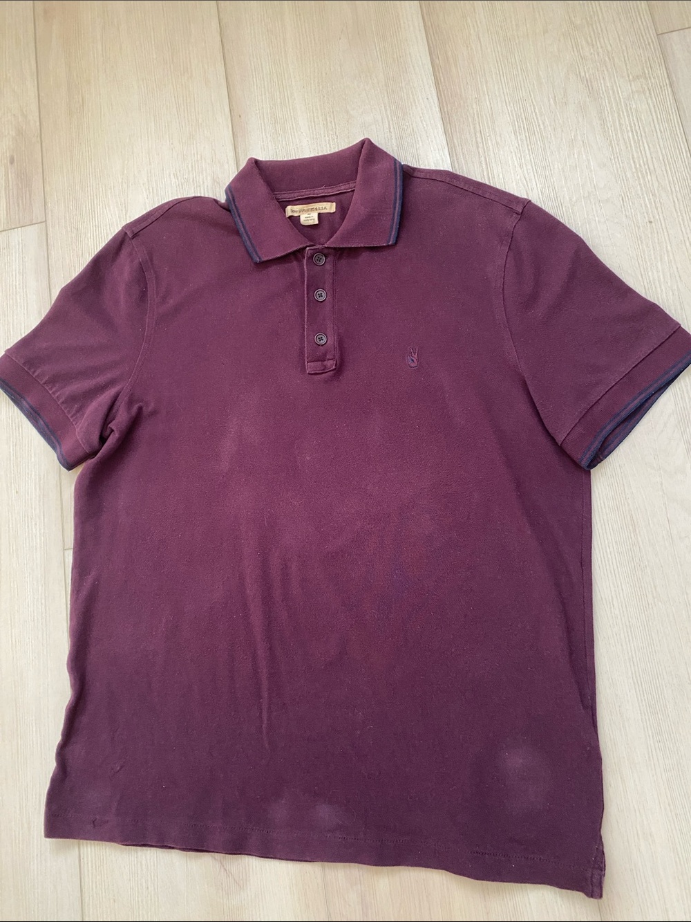 John Varvatos Men's Burgundy short sleeve  Polo with Navy Trim